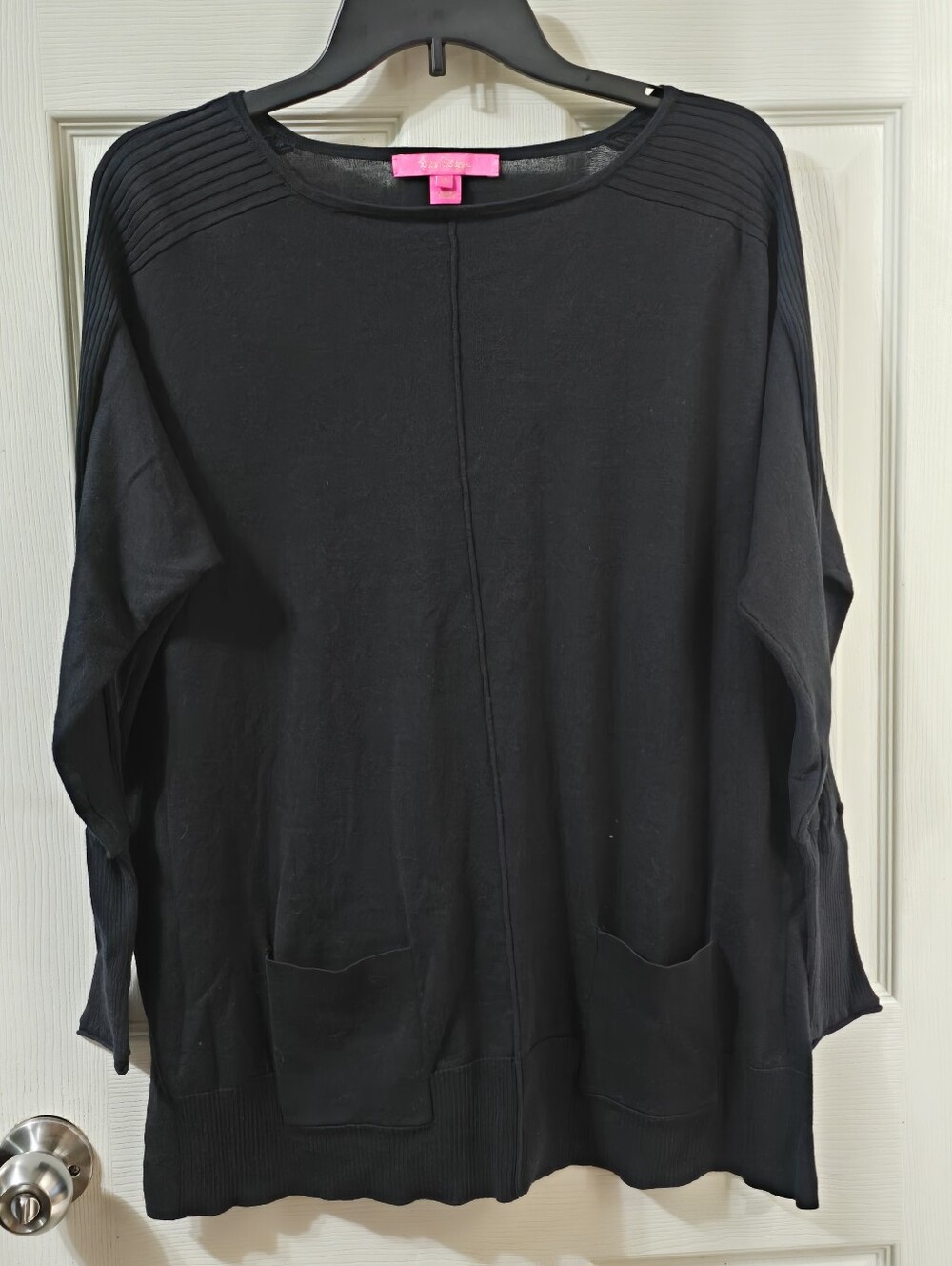 Lilly Pulitzer Black Pocket Lightweight Sweater